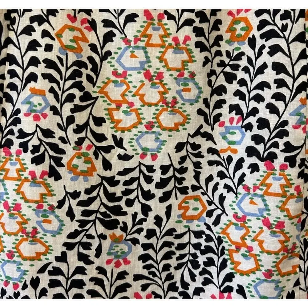 Tory Burch Women's Navy Blue orange Sleeveless Floral Shift Dress Size 8 M